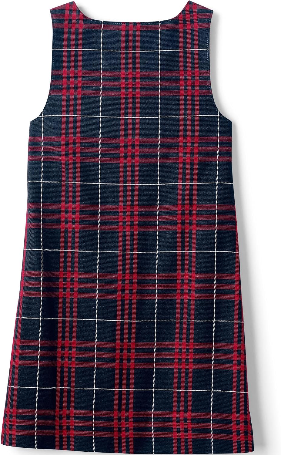 Girls Plaid Button Shoulder Patch Pocket Jumper 3 Classic Navy Large Plaid