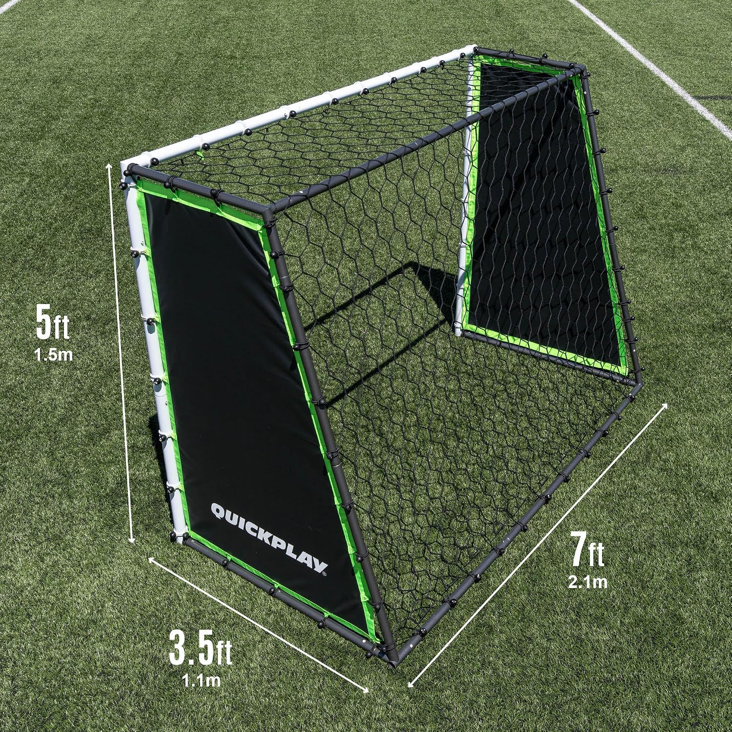 GS Trainer 3-in-1 Soccer Goal and Rebounder for Solo Training | 3 in 1 goal, rebounder & passing wall, Galvanized