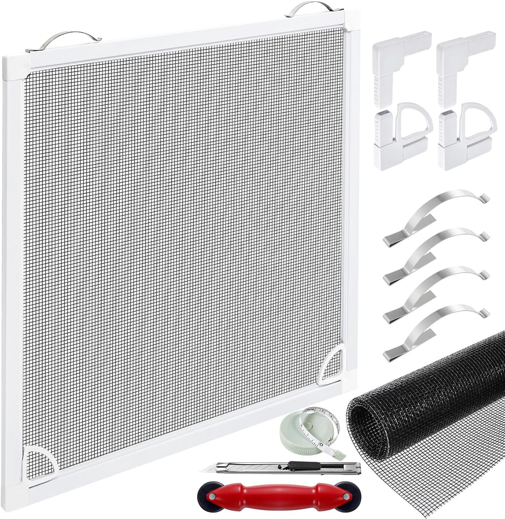 Window Screen Frame Kit 48inX48in Fiberglass Window Screen Replacement Kit Includes Full Set of Tools Suitable for