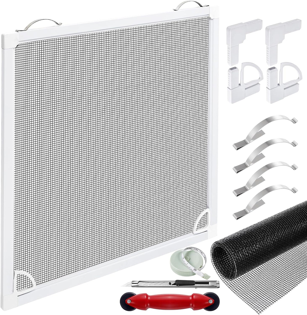 Window Screen Frame Kit 48inX48in Fiberglass Window Screen Replacement Kit Includes Full Set of Tools Suitable for