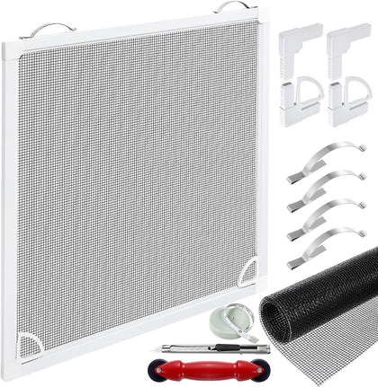 Window Screen Frame Kit 48inX48in Fiberglass Window Screen Replacement Kit Includes Full Set of Tools Suitable for