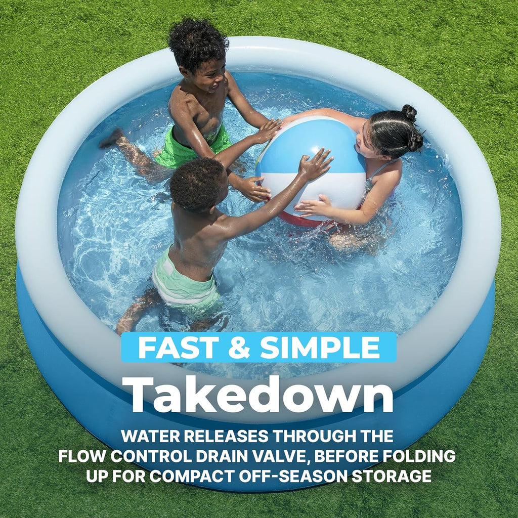Fast Set Inflatable Above Ground Pool | 6' x 20" Round | Puncture-Resistant Tritech Material | 248 Gal Capacity |
