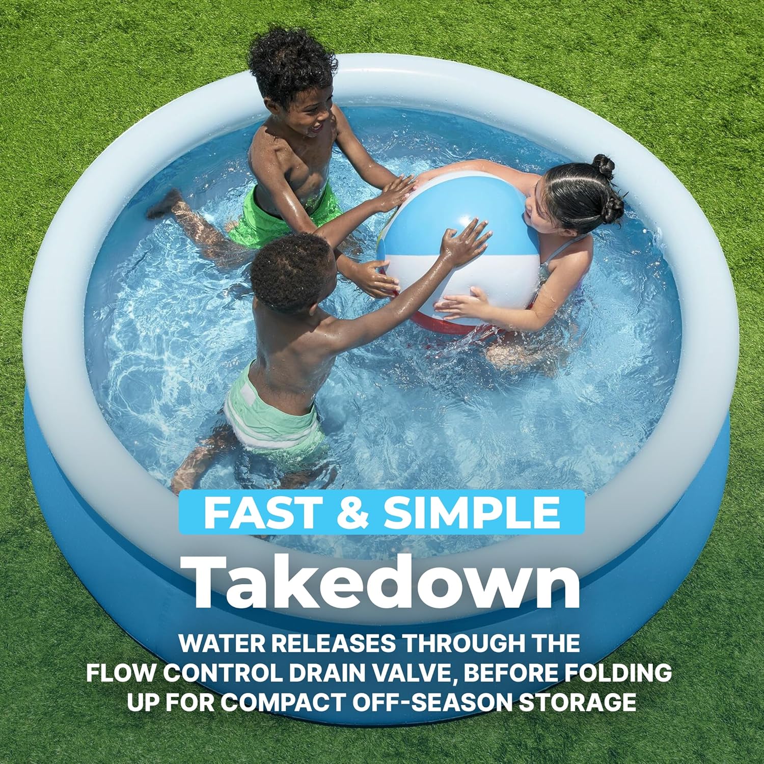 Fast Set Inflatable Above Ground Pool | 6' x 20" Round | Puncture-Resistant Tritech Material | 248 Gal Capacity |