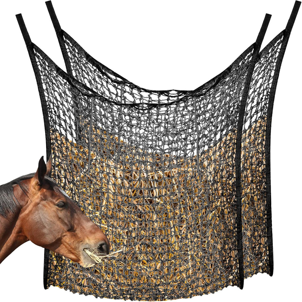 2 Pcs Slow Feed Hay Net for Horses, 35 x 31 Inch Hay Bag, Black
