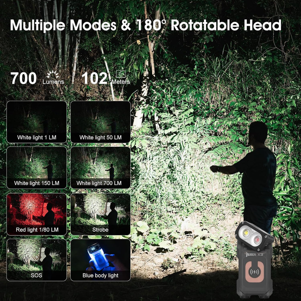 X3 Mini Rechargeable Flashlight with Charging Base 180 Degree EDC Keychain Flashlight Twist Ip65 Waterproof Magnet