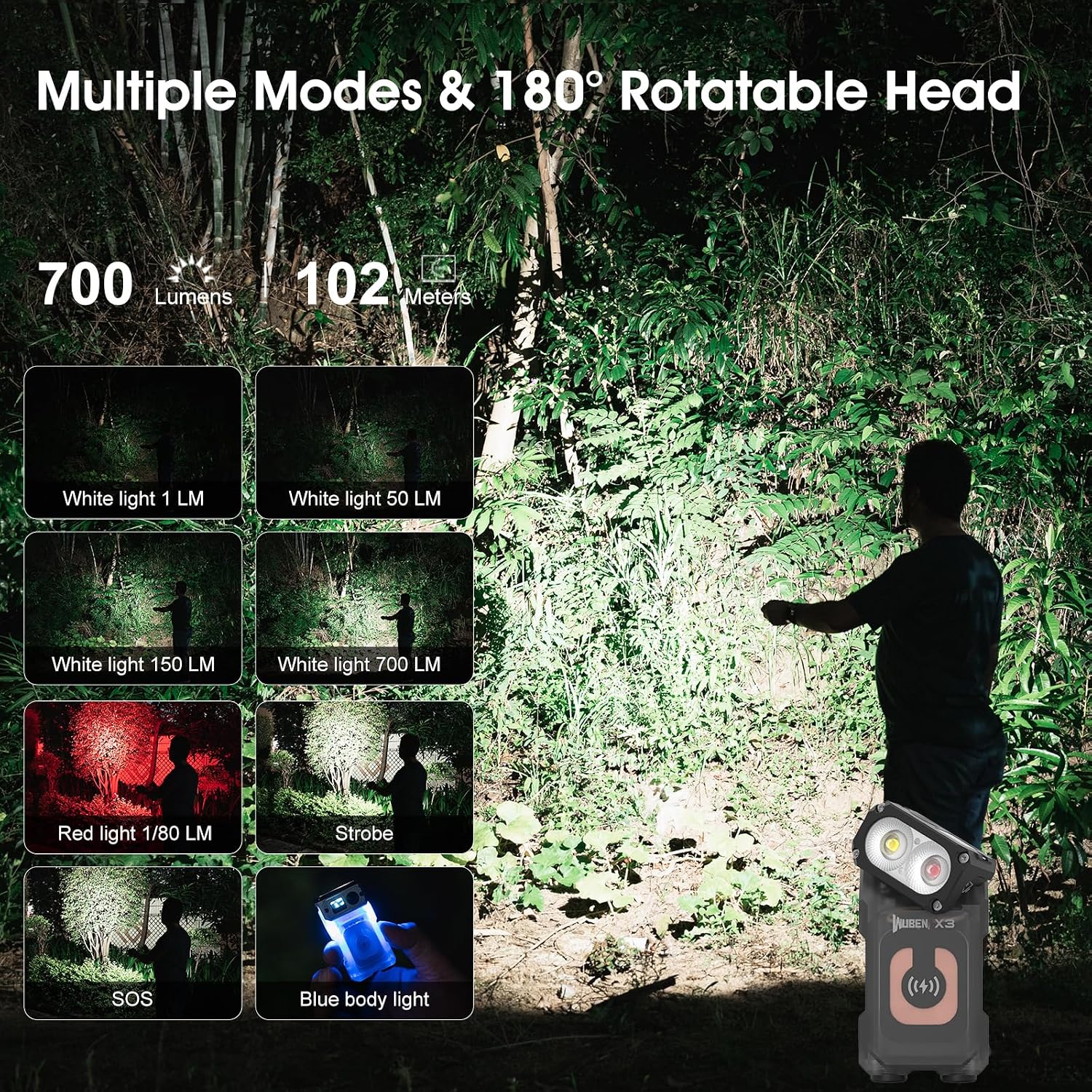 X3 Mini Rechargeable Flashlight with Charging Base 180 Degree EDC Keychain Flashlight Twist Ip65 Waterproof Magnet
