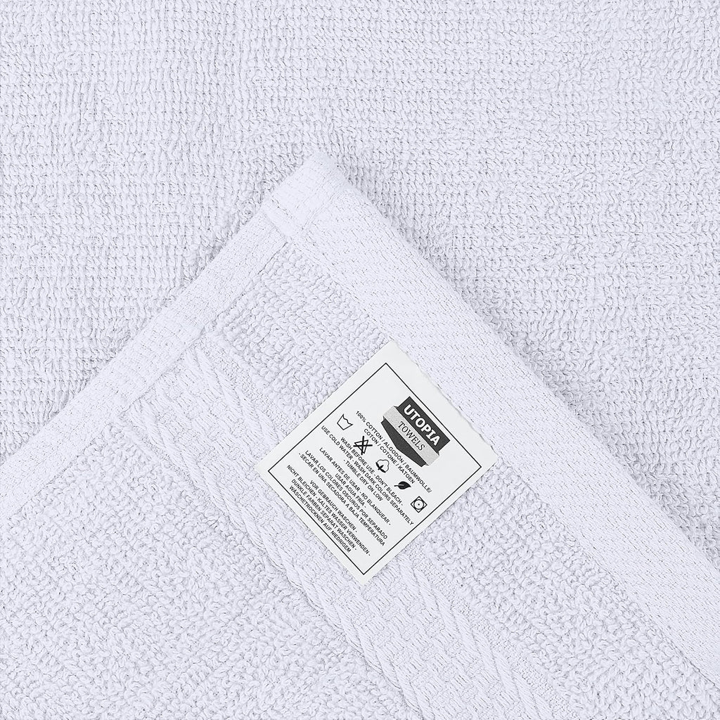 12 Pack Premium Wash Cloths, 12x12 in, 100% Cotton, White | Highly Absorbent Soft Feel Lightweight Washcloths