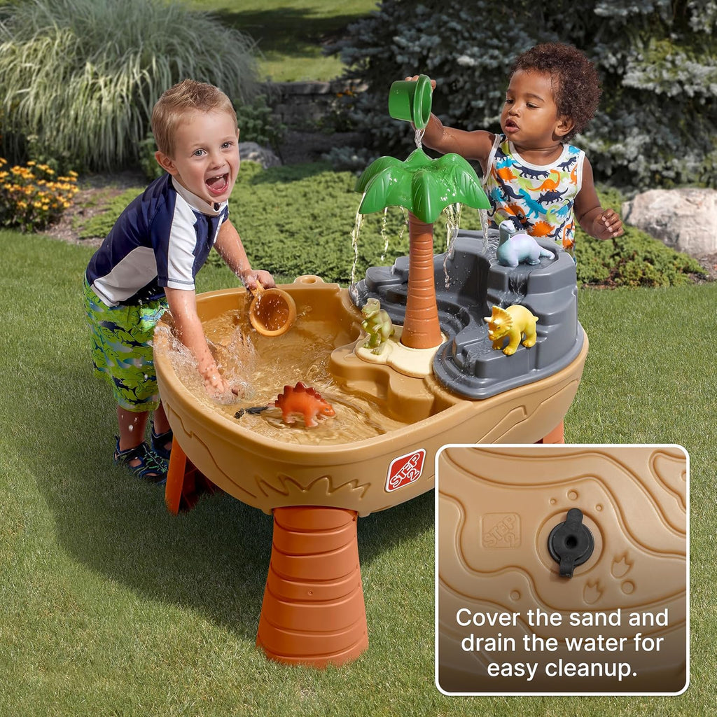 Step2 Dino Dig Sand and WaterTable, Kids Activity Sensory Playset, Summer Outdoor Toys, 7 Piece Water Toy