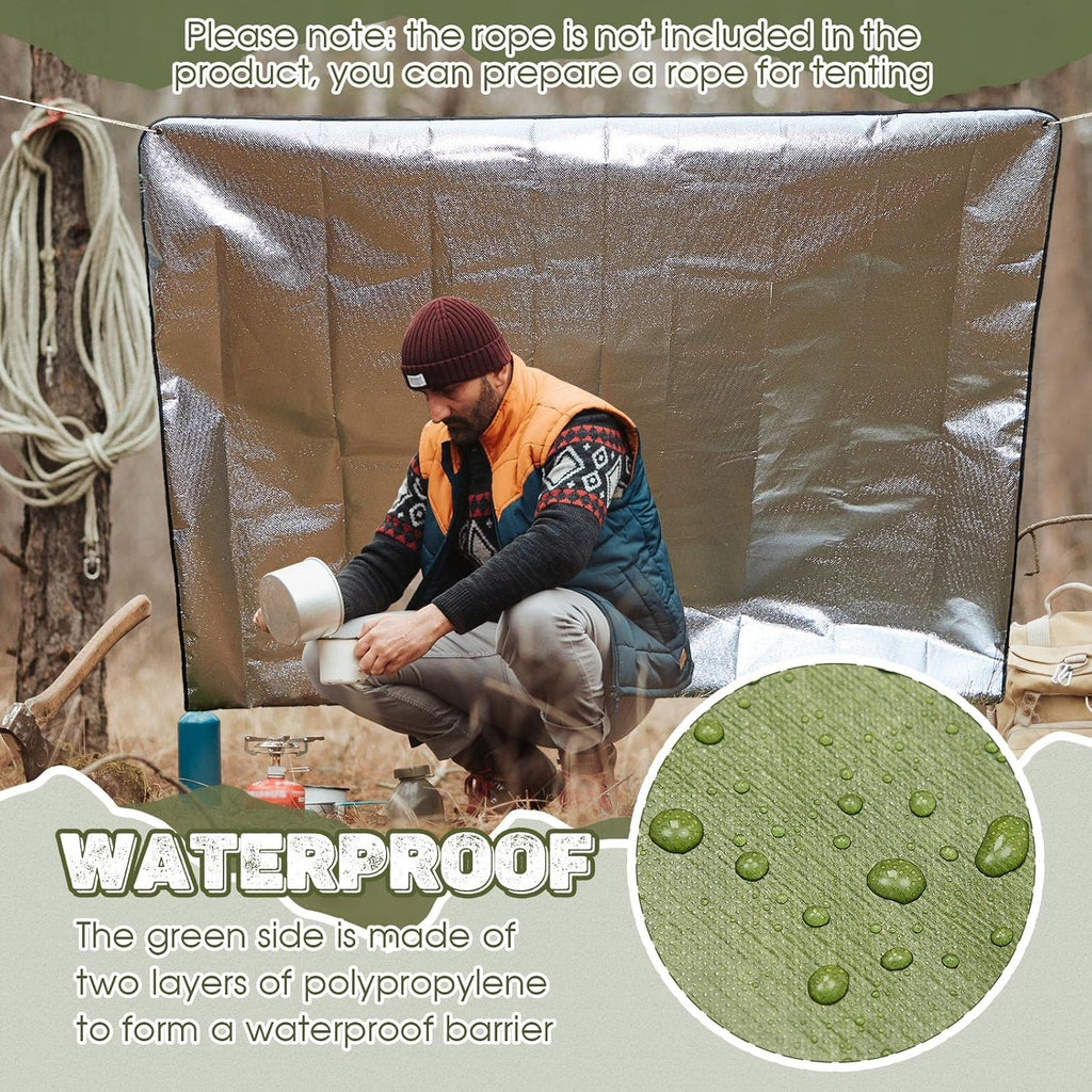 2 Pcs 60 x 82 Inch Heavy Duty Emergency Blankets for Survival | Waterproof Insulated Reflective Tarp, Thermal