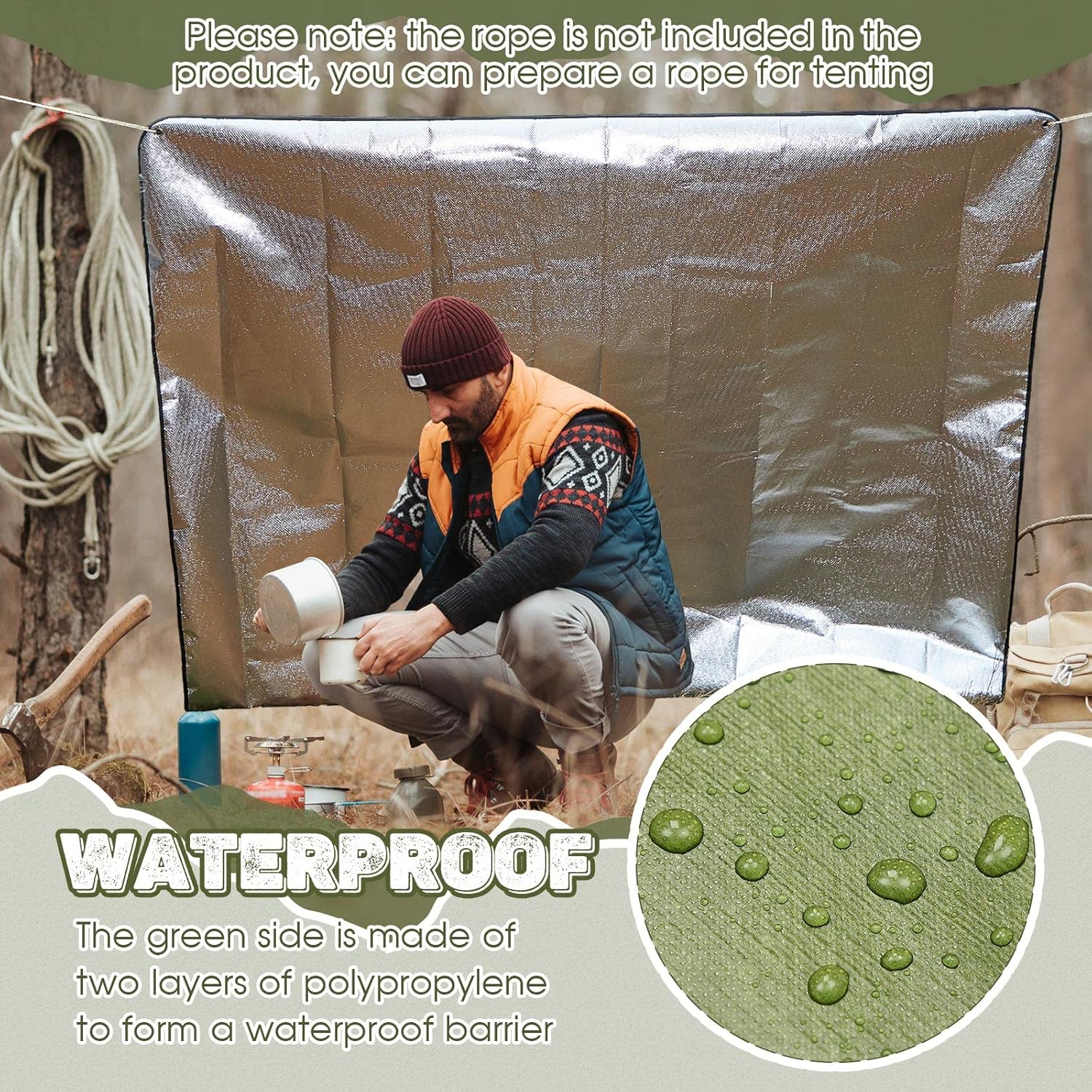 2 Pcs 60 x 82 Inch Heavy Duty Emergency Blankets for Survival | Waterproof Insulated Reflective Tarp, Thermal