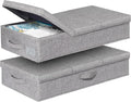 Under Bed Storage With Lids, 2 Pack Large Underbed Storage Containers Clothes W/ 3 Handles, Foldable Low Profile