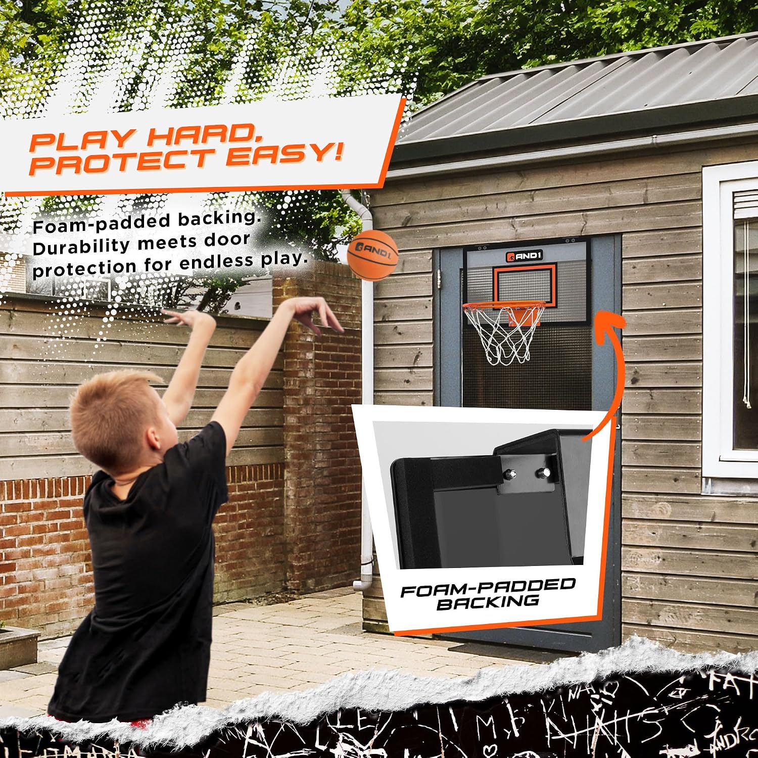 Over the Door Mini Basketball Hoop: 18x12 Shatterproof Backboard, 2 Mini Basketballs, and Hand Pump Included