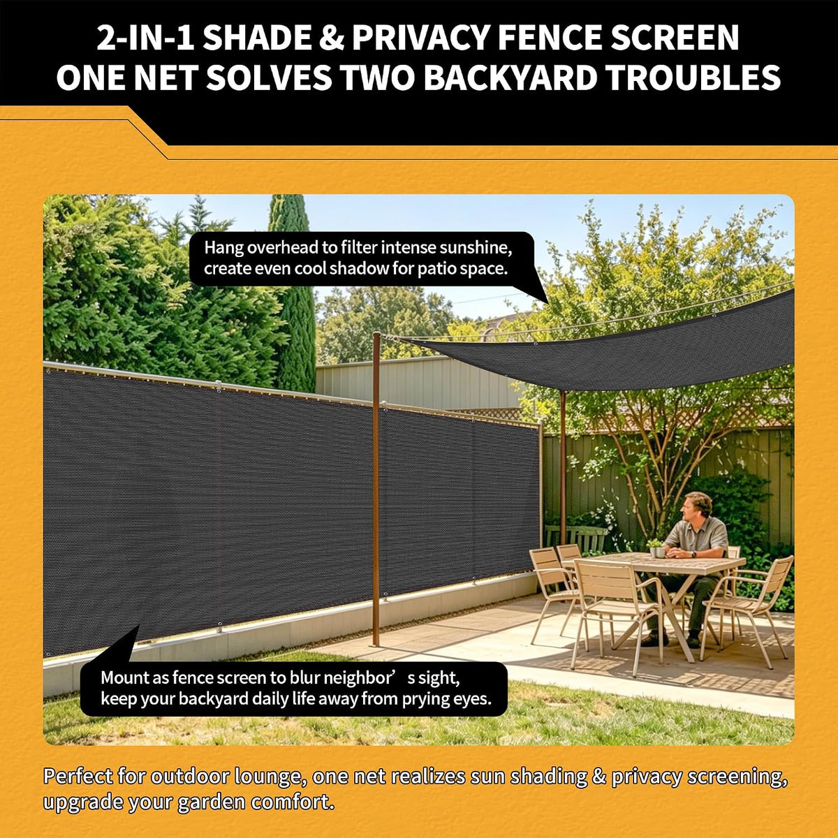 90% Privacy Fence Screen 6x10Ft Balcony Windscreen for Garden,Black
