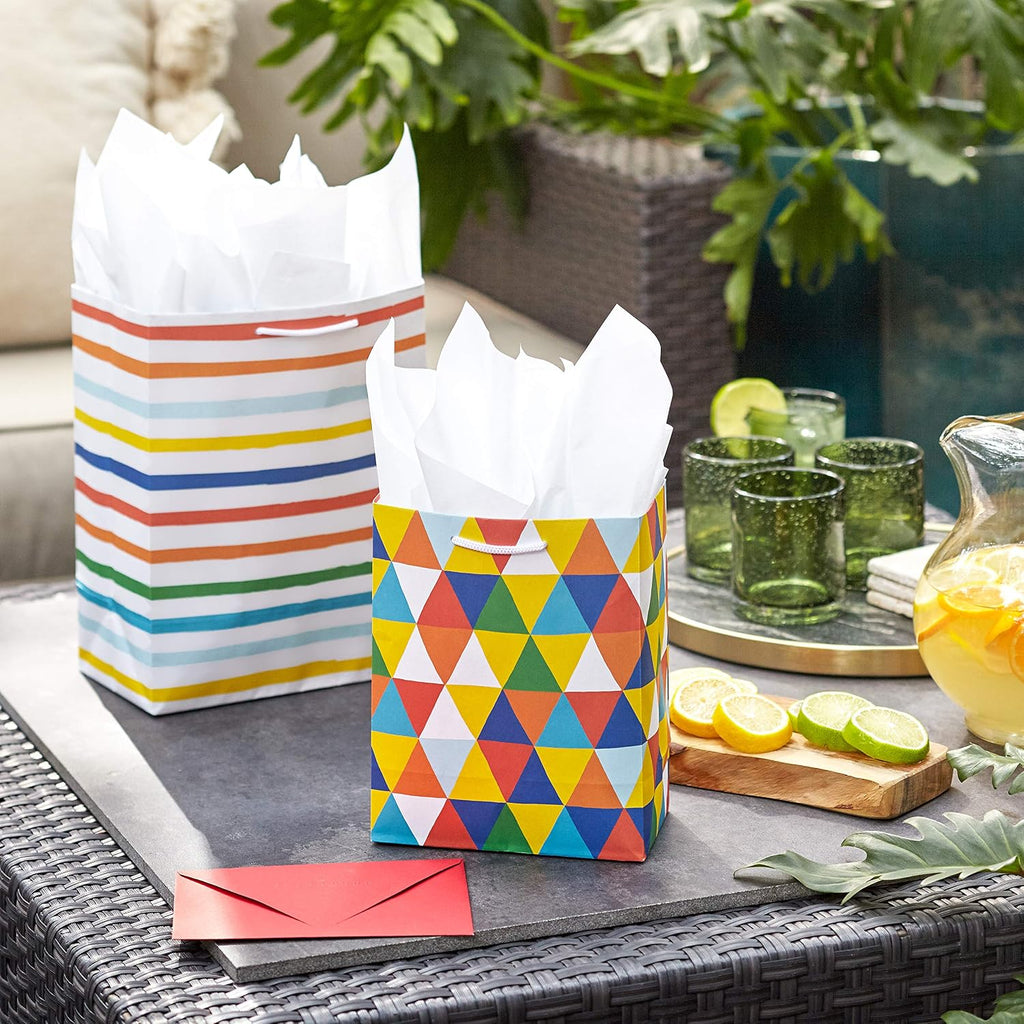 Gift Bag Assortment, 6-Pack, 3 Sizes (Rainbow Designs)