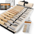 12-pc Wood Chisel Set with Gouges, Cr-V 60 Steel | Full size carving chisels for sculpture and relief carving
