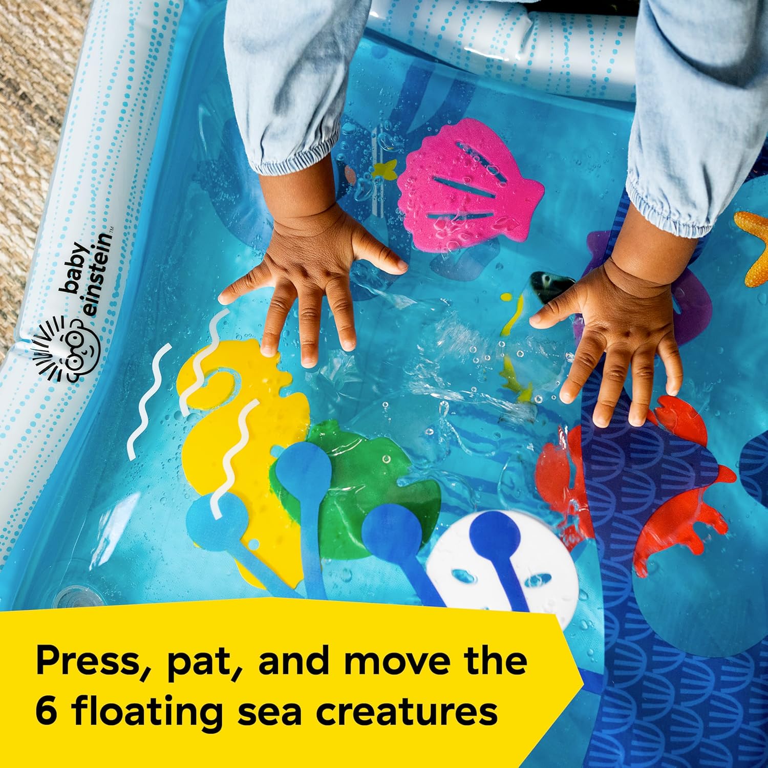 Octopus Water Play Mat - Safety Fill Line, Tummy Time Activity & Sensory Toy for Babies Newborn and up, Blue