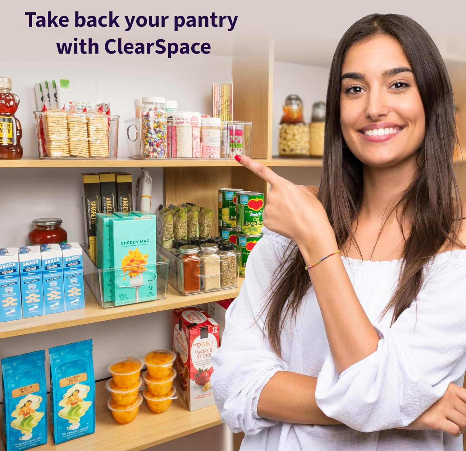 Plastic Pantry Organization and Storage Bins with Removable Dividers – Perfect Kitchen Organization or Kitchen