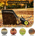 42" Large Capacity Pull Behind Lawn Sweeper with Adjustable Sweeping Height - Leaf & Grass Collector with Dumping