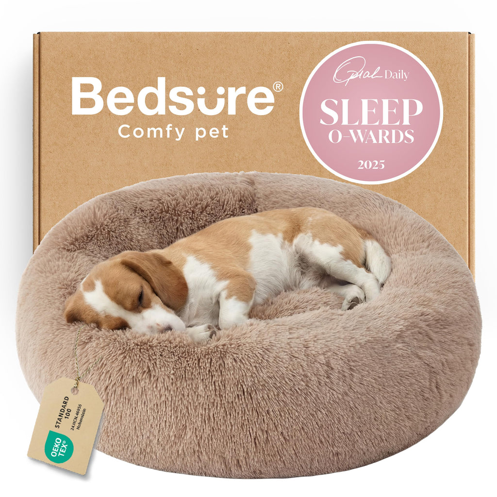 Calming Dog Bed Medium Large Size Dogs Washable Pet Bed,33ins Camel