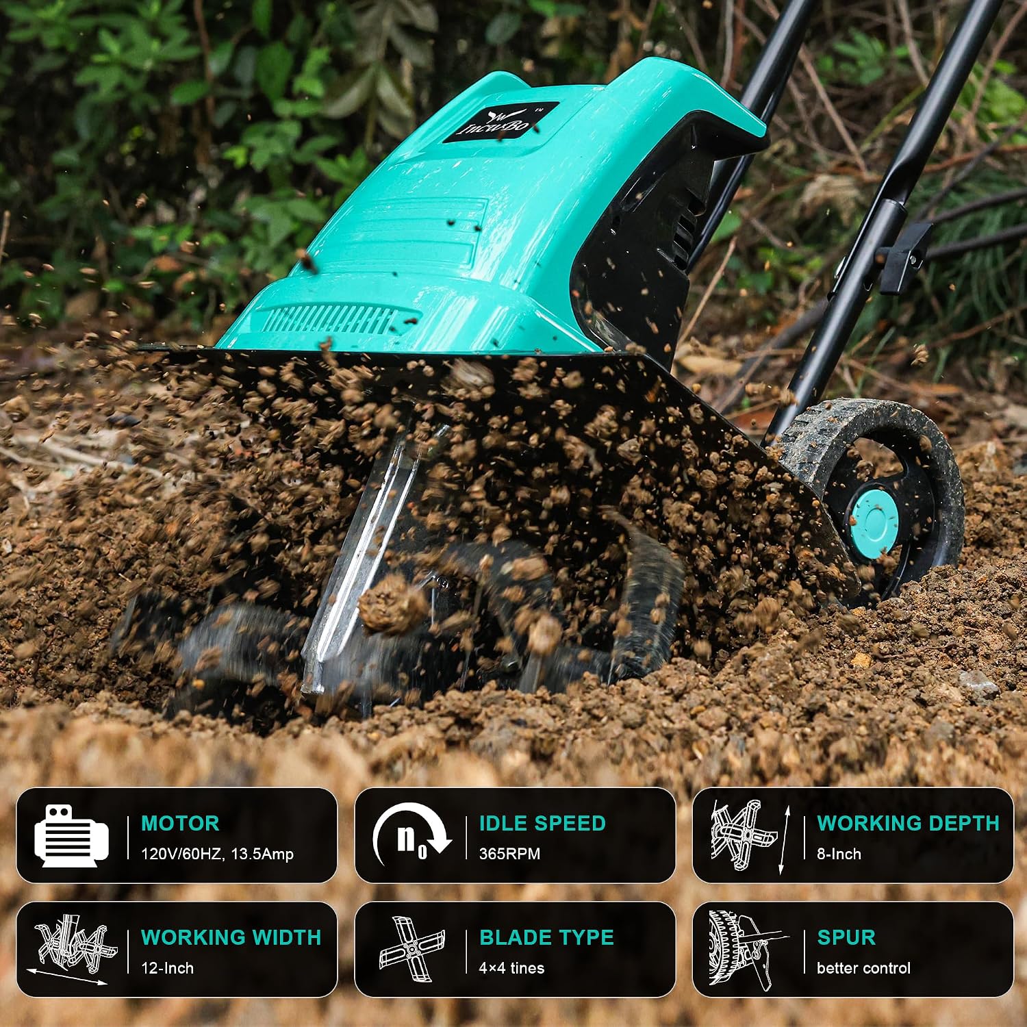 12'' 13.5AMP Corded Electric Garden Roto Tiller Cultivator Powerful | Electric front tine tiller lightweight, Metal