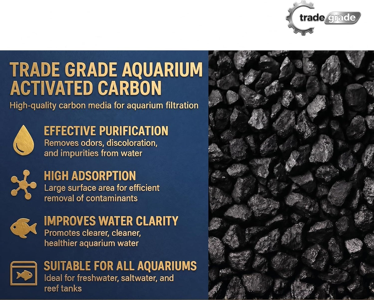 TradeGrade Premium Activated Carbon (1 Gallon) Granular Charcoal Filter Media for Aquariums & Water Purification