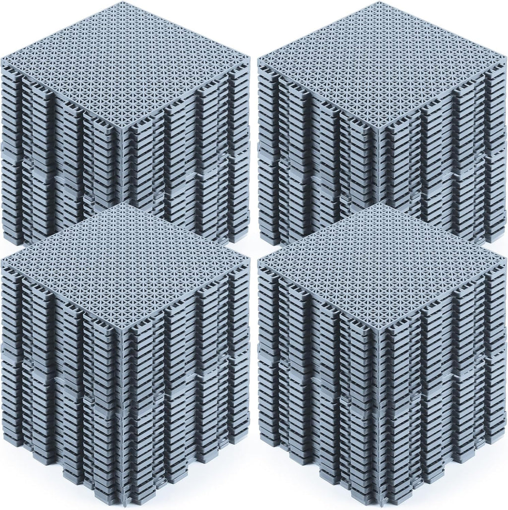 100 Pack Drainage Mats Interlocking Tiles 10" x 10" Rubber Floor Tiles Rubber Mats Non Slip Modular Interlocking