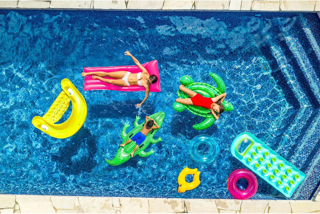 58859EP Sit 'N Float Inflatable Pool Float: Pool Lounge with Built-in Cup Holders – Heavy-Duty Handles – 220lb Weight