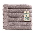 Bath Washcloths 100% Cotton 6 Pack Soft Absorbent - Platinum