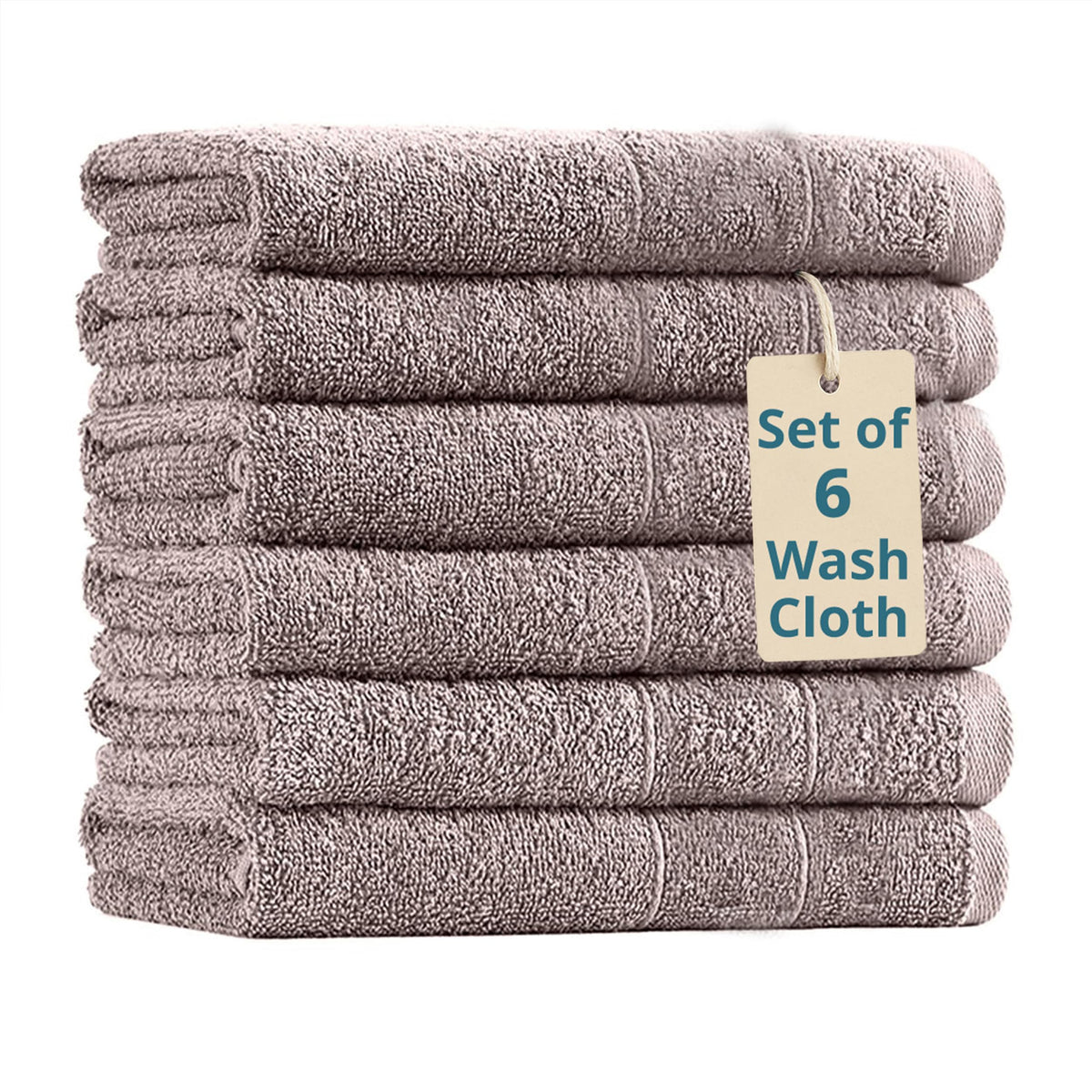 Bath Washcloths 100% Cotton 6 Pack Soft Absorbent - Platinum