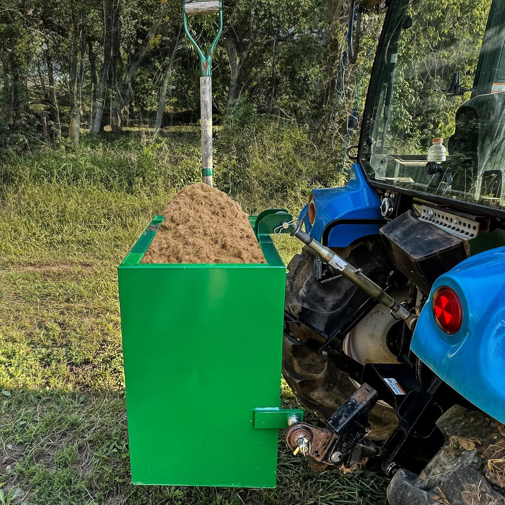 Tractor Ballast Box, 3 Point Hitch Counterweight Box with 2" Receiver, Fits for CAT1 Tractor,800lb Capacity,Green