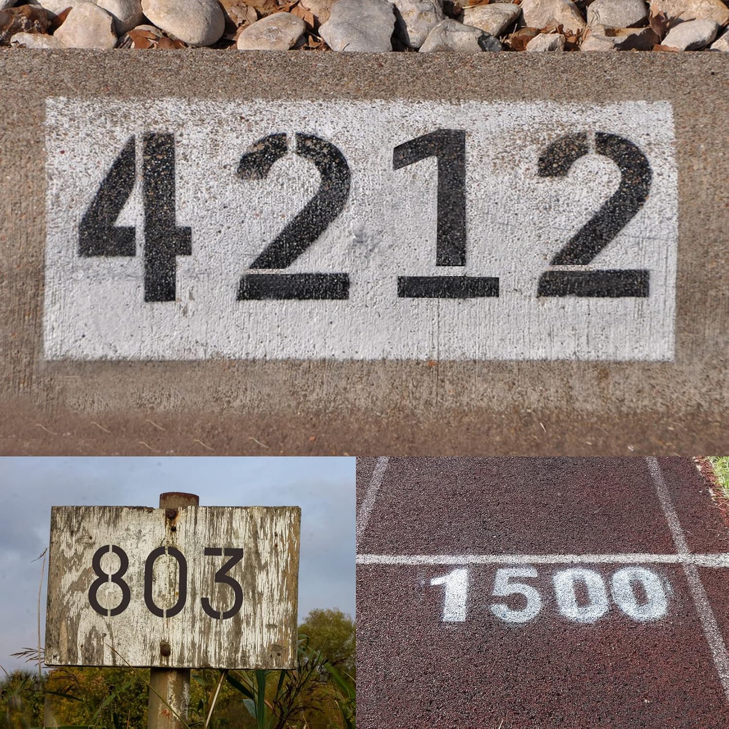 5 inch Number Stencils, 20PCS 0-9 Address Curb Stencil Kit Reusable Plastic Numbers Interlocking Stencils with 2