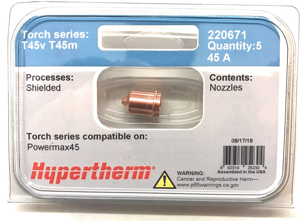 Hypertherm 220671 Nozzle for Pmx45, 5 pack
