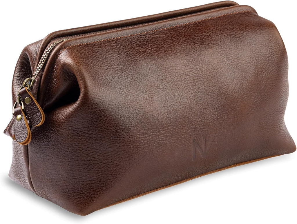 Premium Genuine Leather Toiletry Bag for Men - The Ultimate Travel Dopp Kit and Hygiene Organizer, Perfect Men's