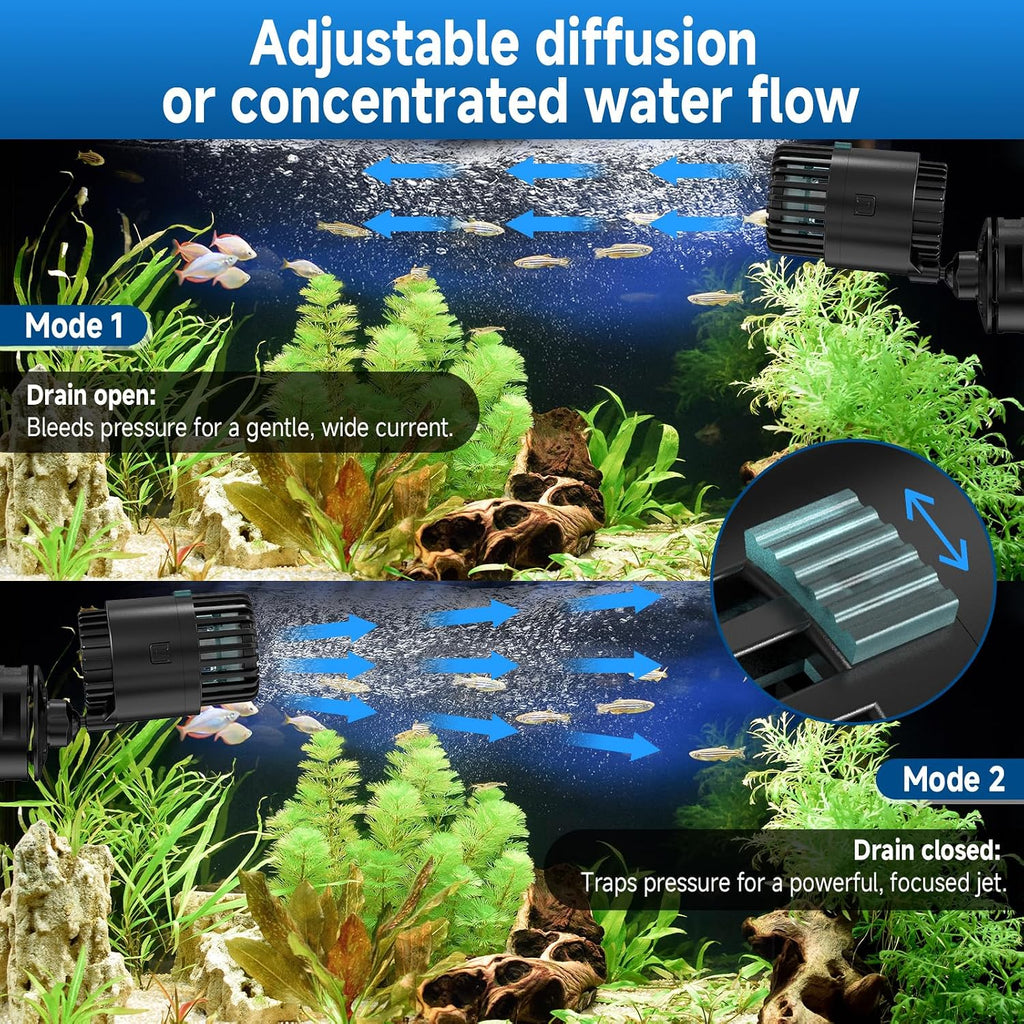 Aquarium Wave Maker with Magnetic Base 1200GPH Fish Tank Wavemaker | Submersible Circulation Pump Powerhead