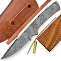 ColdLand 9.50" Hand Forged Damascus Steel Knife Blank Blade Kit for Knife Making Supplies with Rose Wood Handle