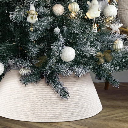 Beautiful Christmas Tree Collar - Modern 28" Cotton Rope Tree Ring - Easy to Set Up Christmas Skirt Enhances Your