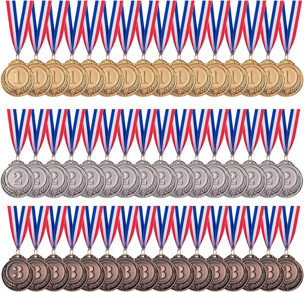 48 Piece Gold Silver Bronze Award Medals-Winner Medals Olympic Style | Gold Silver Bronze Medals Awards Medals for