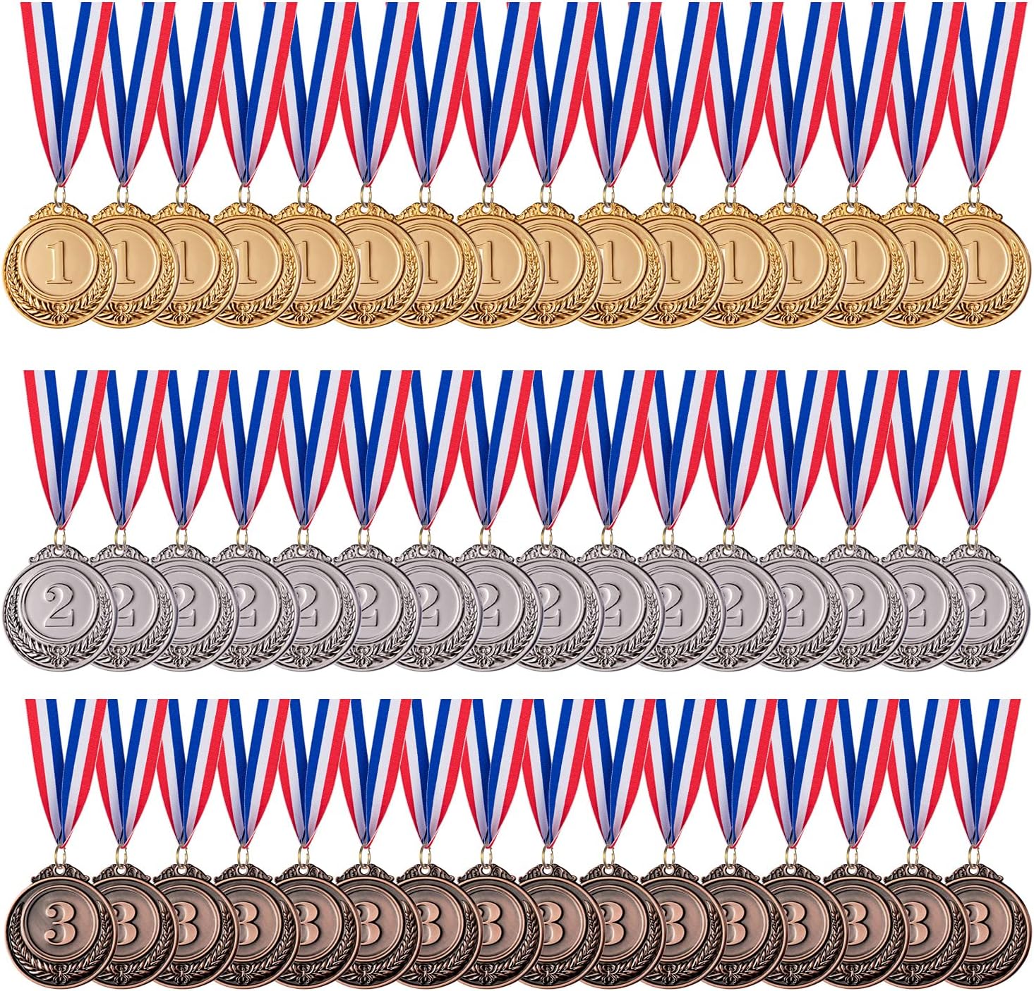 48 Piece Gold Silver Bronze Award Medals-Winner Medals Olympic Style | Gold Silver Bronze Medals Awards Medals for