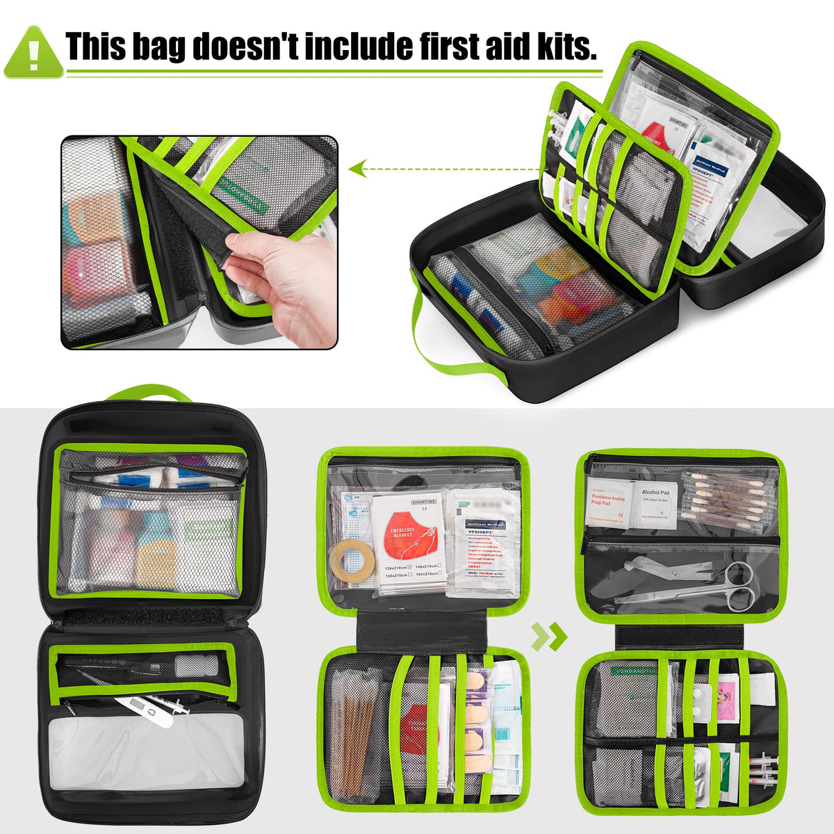 Waterproof Empty First Aid Bag with a Detachable Panel