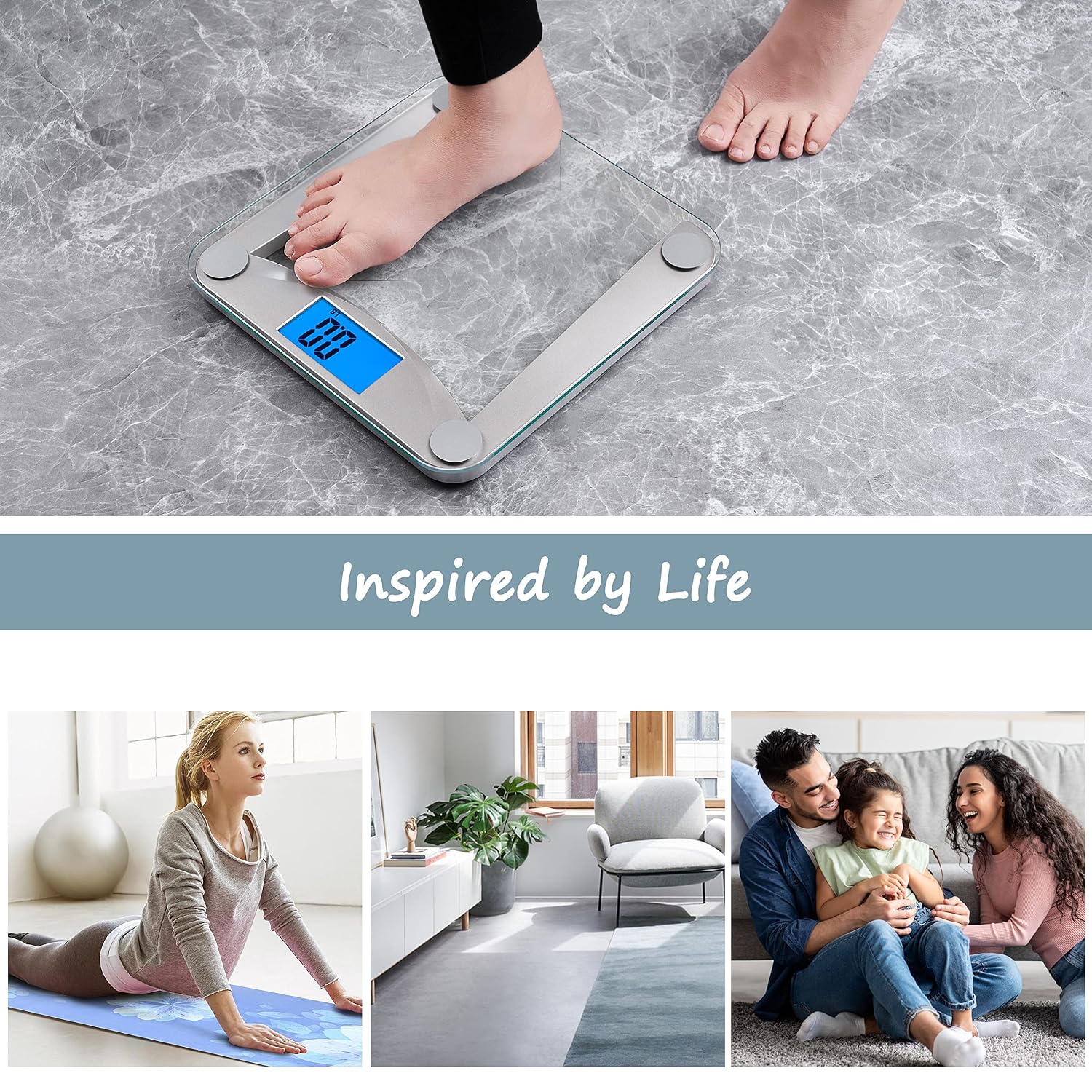 Bathroom Scale for Body Weight Accuracy 0.1lb, 400lb,Clear Glass | Professional Factory Since 2001 Digital Weighing