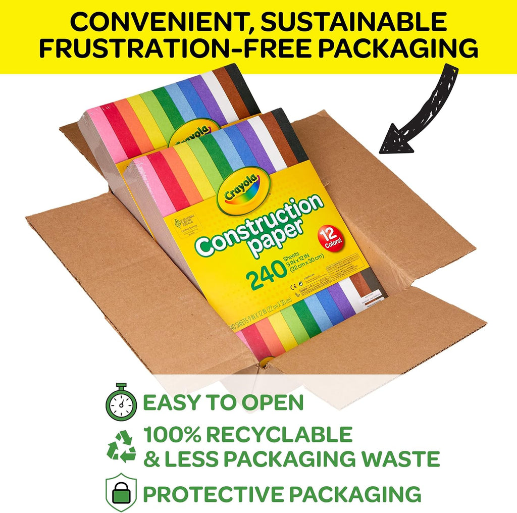 Construction Paper Bulk Pack (480 Sheets) – 10 Assorted Colors, 9x12, Teacher School Supplies & Classroom Must Haves