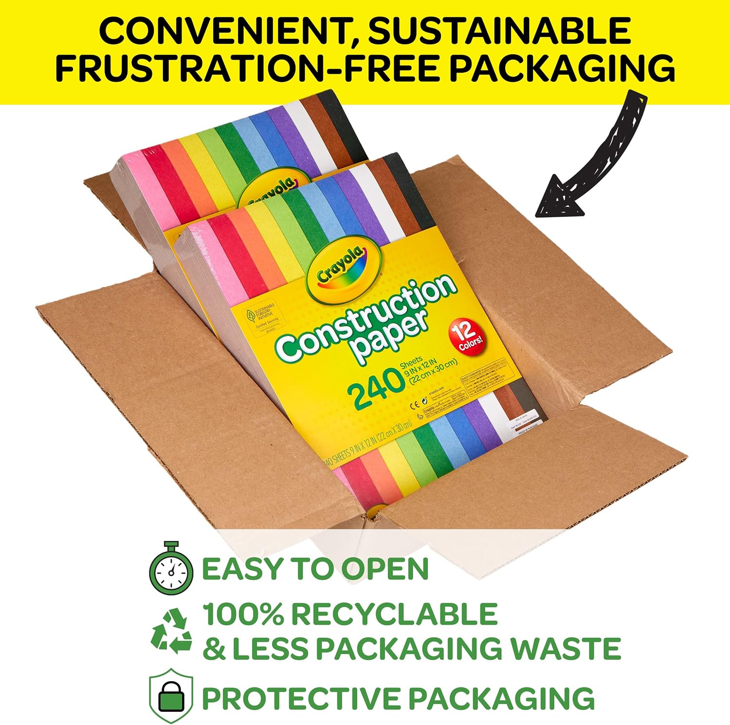 Construction Paper Bulk Pack (480 Sheets) – 10 Assorted Colors, 9x12, Teacher School Supplies & Classroom Must Haves