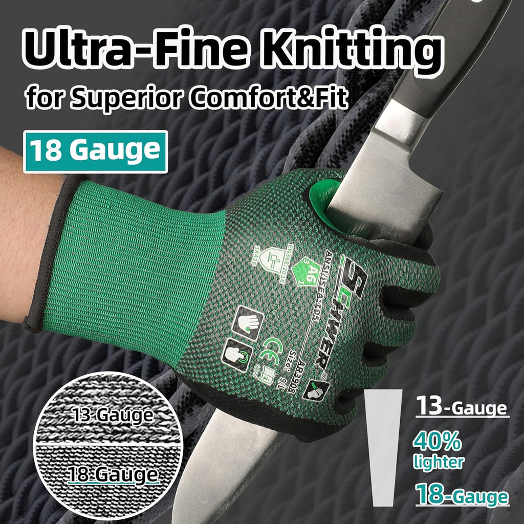 AIR-SKIN ANSI A6 Cut Resistant Gloves, AR3908 Cut Proof Glove, Ultra Thin Cutting Glove with Reinforced Thumb