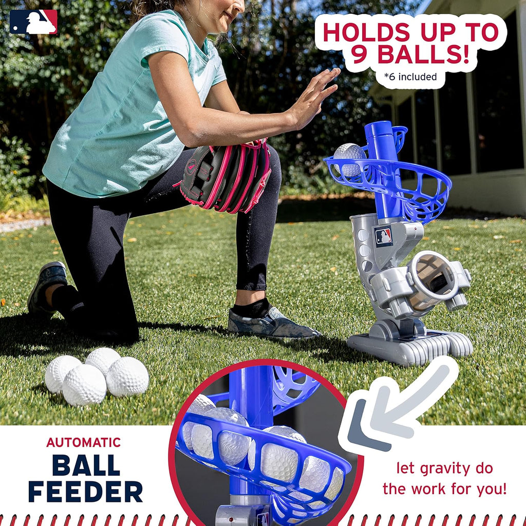 MLB Electronic Baseball Pitching Machine - Automatic Youth Pitching Machine with (6) Plastic Baseballs Included