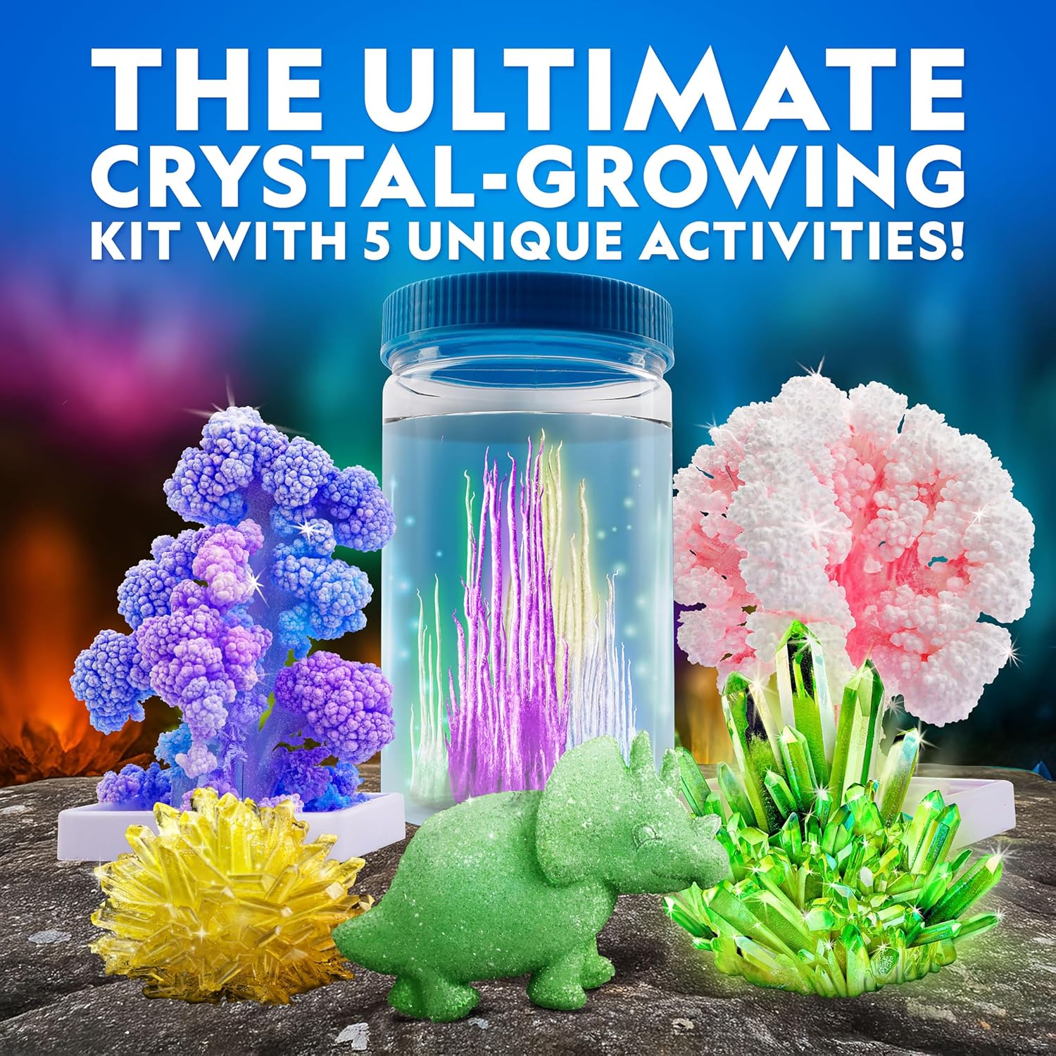 National Geographic Crystal Growing Kit with 5 Unique Activities | Glow-in-the-Dark Crystal, Underwater Crystals