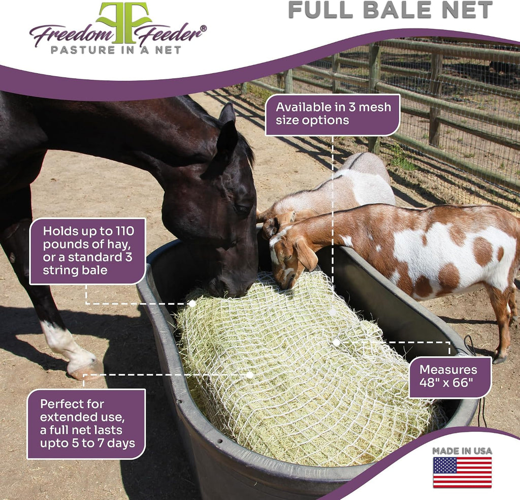 Full Bale Slow Feed Hay Net, Holds 110 lb, 1 in Mesh
