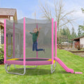 7FT Kids Trampoline with Safety Enclosure Net, Slide and Ladder, Easy Assembly Round Outdoor Recreational Trampoline