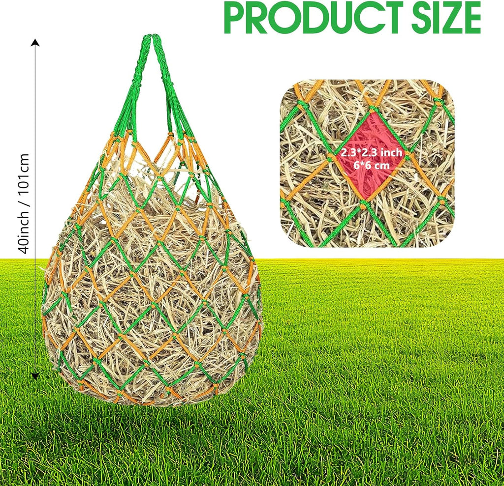 Slow Feed Hay Nets 3 Pack 40-Inch Durable Mesh Hay Bags Feeder for Horses
