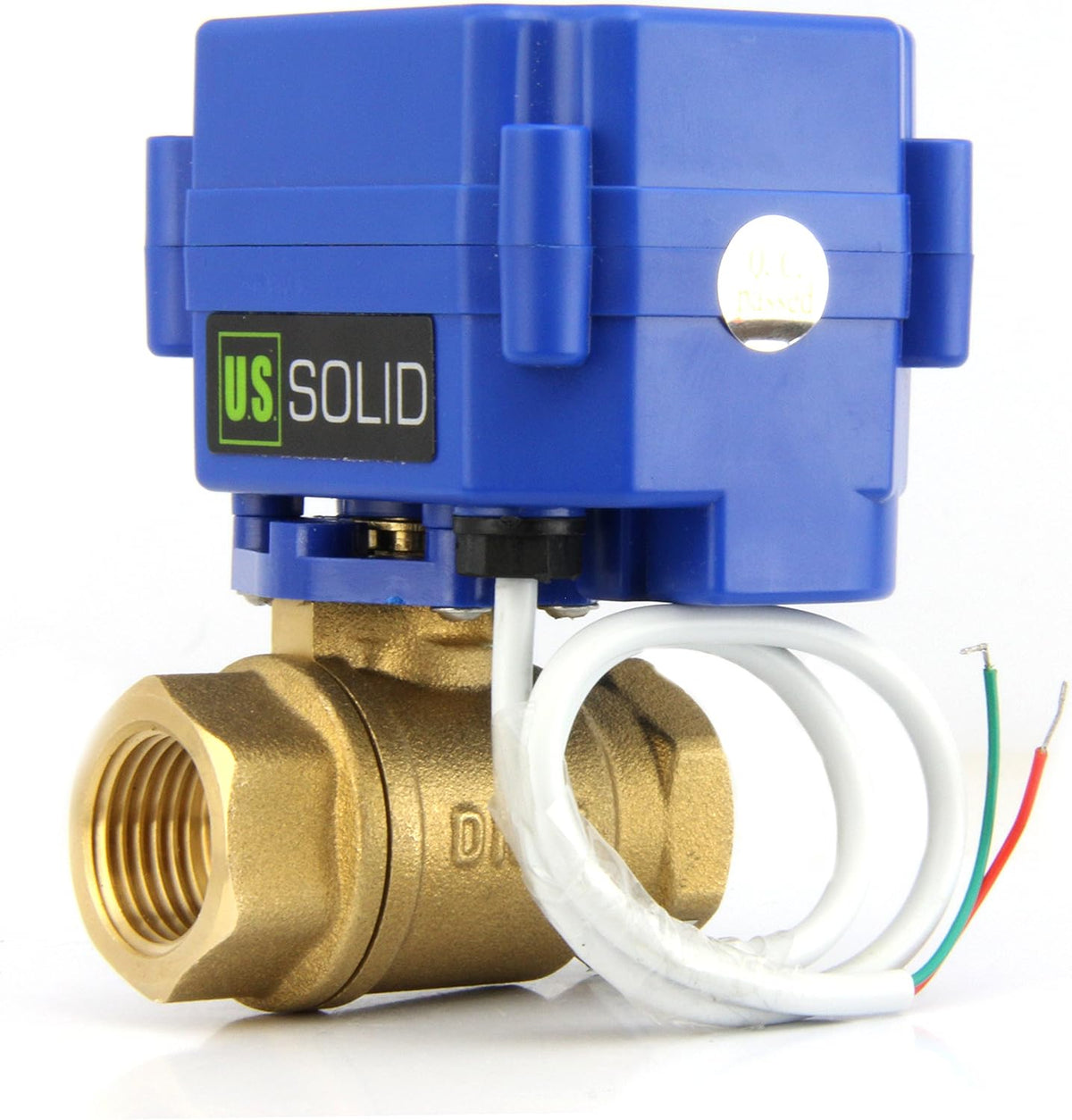 U.S. Solid Motorized Ball Valve- 3/4" Brass Ball Valve with Standard Port, 9-24V AC/DC and 2 Wire Auto Return Setup