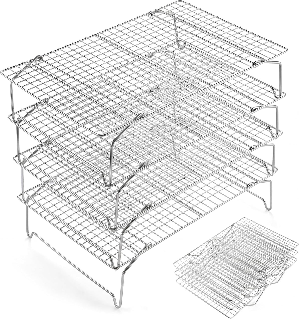 Cooling Rack 15”x10”, 4-Tier Collapsible for Cooking and Baking